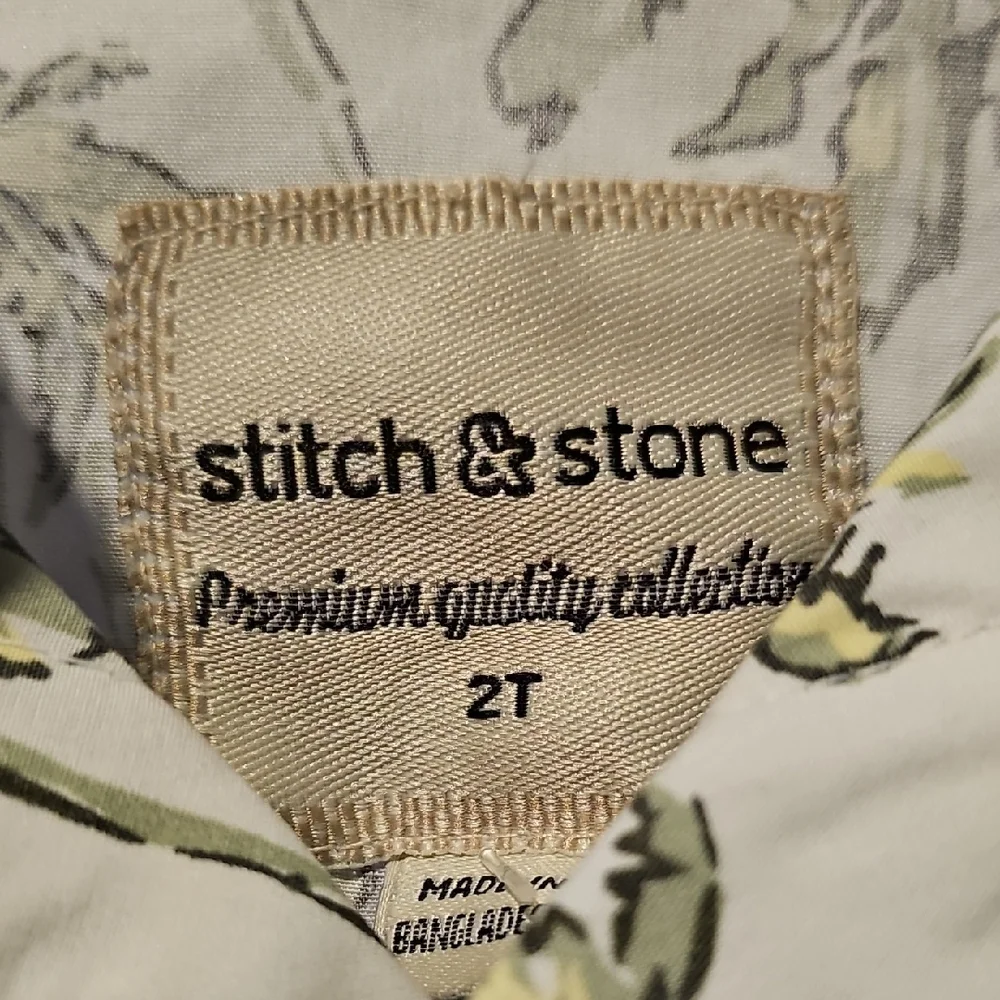 NWT Stitch & Stone Palm Tree Short Set Shirt Sage Toddler Boy 2t Button Down